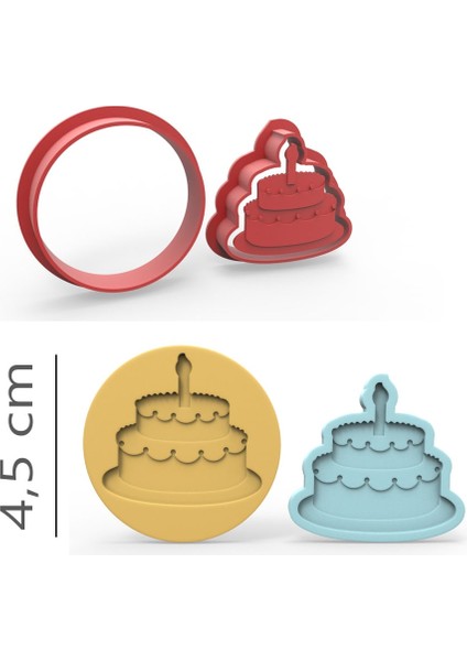 Pasta - Kurabiye, Bisküvi, Kolye Ucu Kalıp Seti - 4,5 cm