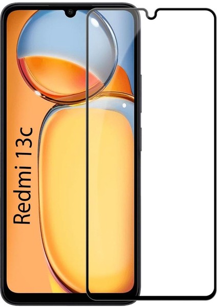 Xiaomi Redmi 13C Uyumlu Tam Kapatan Tamperli Cam Ekran Koruyucu Kırılmaz Cam