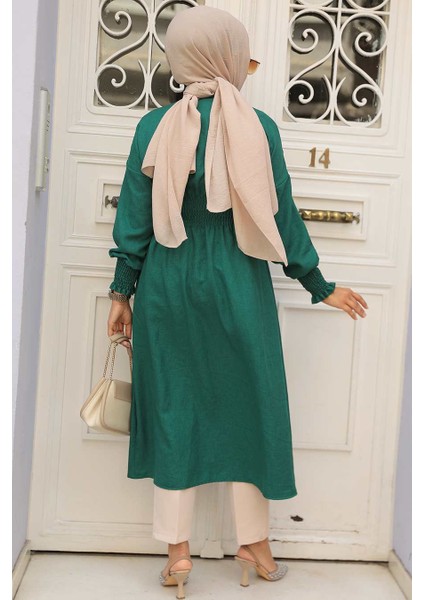 Düğme Kapamalı Zümrüt Yeşili Tesettür Kap 11872ZY modelleri