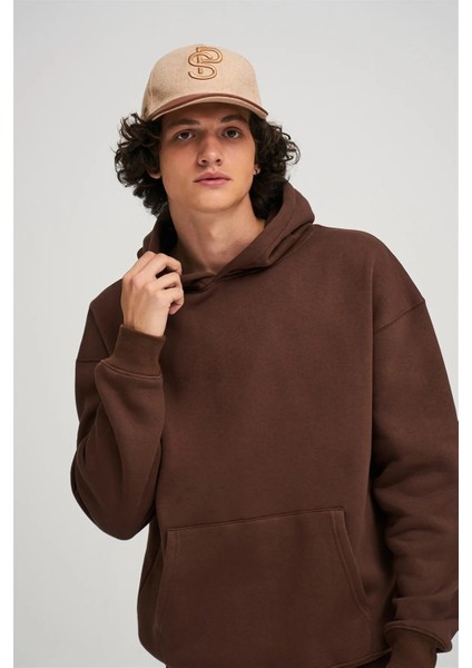 Kadın Kahverengi Kanguru Cepli Kapüşonlu 3 Iplik Şardonlu Sweatshirt modelleri