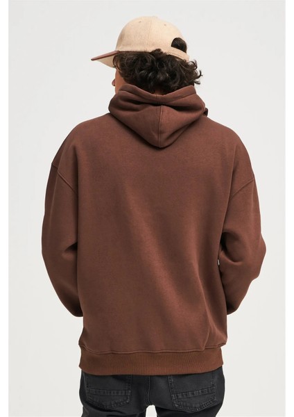 Kadın Kahverengi Kanguru Cepli Kapüşonlu 3 Iplik Şardonlu Sweatshirt fırsatları