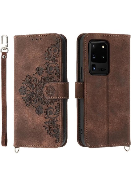 Samsung Galaxy S20 Ultra Kabartmalı Bileklik Çoklu Kredi Için Flip Case (Yurt Dışından)