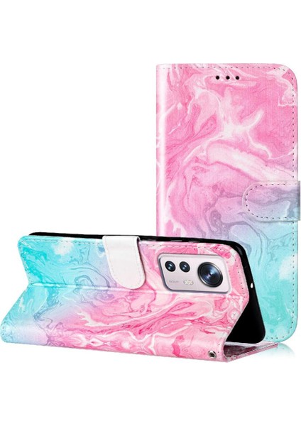 Xiaomi 12 Lite Için Flip Case Manyetik Mermer Desen Kart Yuvaları Tutucu Pu (Yurt Dışından) modelleri