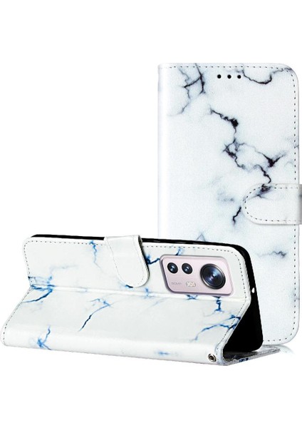 Xiaomi 12 Lite Için Flip Case Manyetik Mermer Desen Kart Yuvaları Tutucu Pu (Yurt Dışından)