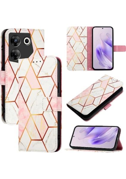 Tecno Camon 20 Pro 5g Mermer Desen Kickstand Pu Deri Cüzdan Için Kılıf (Yurt Dışından)