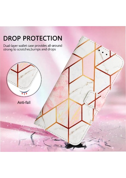 Onur X50 5g Pu Deri Kickstand Mermer Desen Cüzdan Için Kılıf (Yurt Dışından)