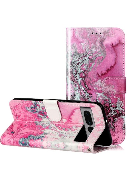 Google Piksel 7 Pro Manyetik Mermer Desen Tam Koruma Için Flip Case (Yurt Dışından)