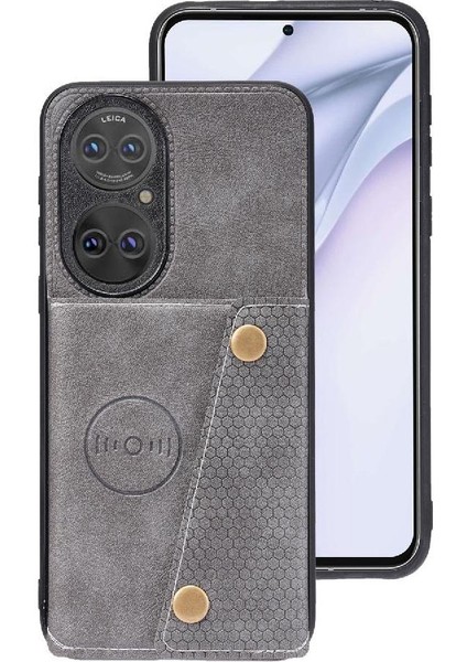 Huawei P50 Pro Kart Tutucu Buit Için Cüzdan Durumda Demir Cüzdan Durumda (Yurt Dışından)