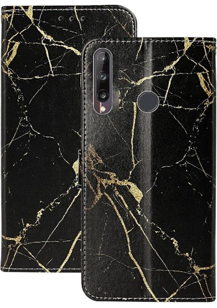 Huawei P40 Lite E Mermer Desen Için Flip Case Tam Koruma Manyetik Pu (Yurt Dışından)