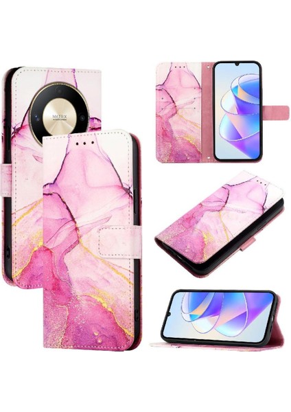 Onur X50 5g Pu Deri Kickstand Mermer Desen Cüzdan Için Kılıf (Yurt Dışından)