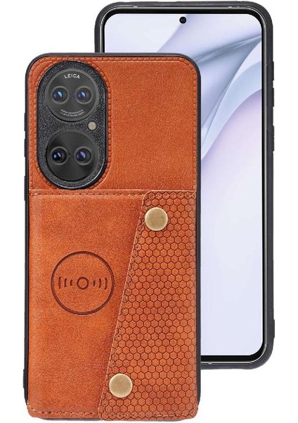 Huawei P50 Pro Kart Tutucu Buit Için Cüzdan Durumda Demir Cüzdan Durumda (Yurt Dışından)