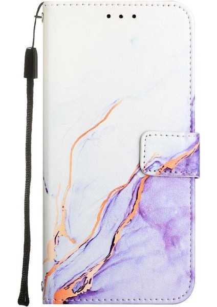 Google Piksel 5 Xl Cüzdan Pu Deri Kickstand Mermer Desen Için Kılıf (Yurt Dışından)