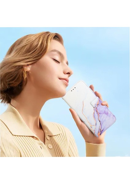 Google Piksel 5 Xl Cüzdan Pu Deri Kickstand Mermer Desen Için Kılıf (Yurt Dışından)