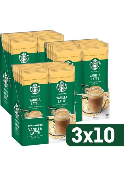 Vanilla Latte Premium Kahve Karışımı 3 x 10'lu Paket (10X21,5gr)