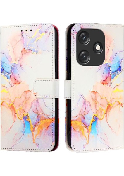 Tecno Kıvılcım 10C Mermer Desen Cüzdan Pu Deri Kickstand Için Kılıf (Yurt Dışından)