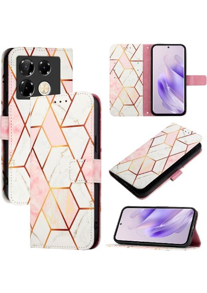Infinix Not 40 Pro 5g Cüzdan Için Kılıf Kickstand Mermer Desen Pu Deri (Yurt Dışından)