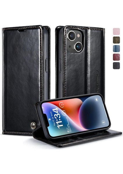 Iphone 14 Için Flip Case Artı Retro Cüzdan Kapak Çılgın At Pu Deri (Yurt Dışından)