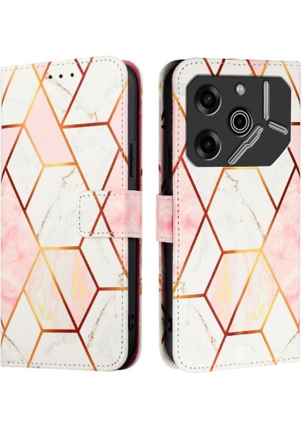 Tecno Pova 6 5g Kickstand Pu Deri Cüzdan Mermer Desen Için Kılıf (Yurt Dışından)
