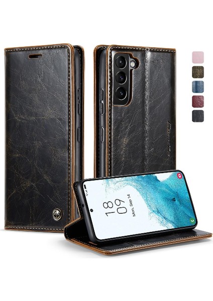 Samsung Galaxy S22 Artı Çılgın At Pu Deri Retro Cüzdan Için Flip Case (Yurt Dışından)