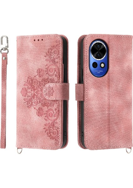 Huawei Nova 12 Için Flip Case Kabartmalı Bileklik Darbeye Çoklu Kart (Yurt Dışından)