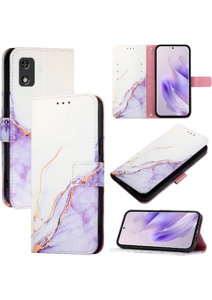 Tecno Pop 5c Pu Deri Mermer Desen Kickstand Cüzdan Için Kılıf (Yurt Dışından)