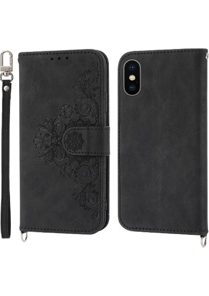 Iphone 11 Xs Max Bileklik Darbeye Dayanıklı Kabartmalı Çoklu Kart Için Flip Case (Yurt Dışından)