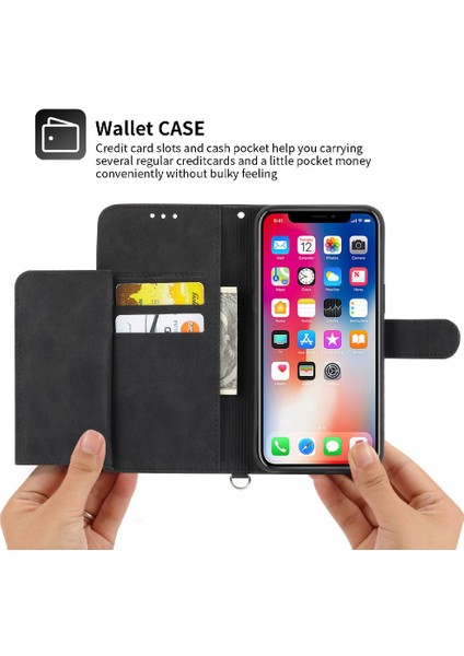 Iphone 11 Xs Max Bileklik Darbeye Dayanıklı Kabartmalı Çoklu Kart Için Flip Case (Yurt Dışından)