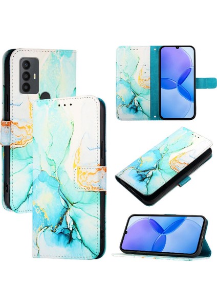 Tcl 30 Se Mermer Desen Kickstand Pu Deri Cüzdan Için Kılıf (Yurt Dışından)