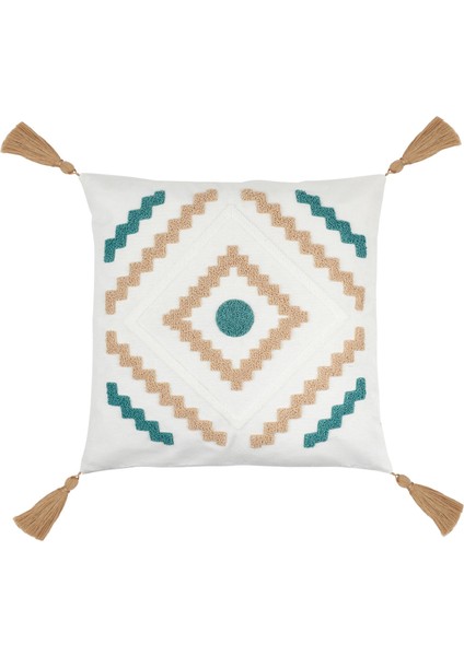 Soft Etnik Punch Kırlent - Yeşil - 45 x 45 cm