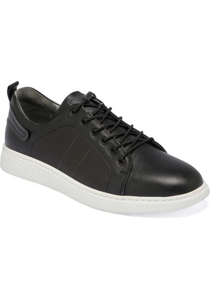 Siyah Hakiki Deri Erkek Sneaker - E24I1AY56608-A23