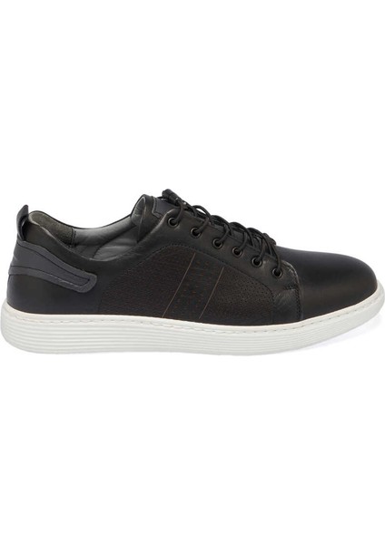 Siyah Hakiki Deri Erkek Sneaker - E24I1AY56608-A23