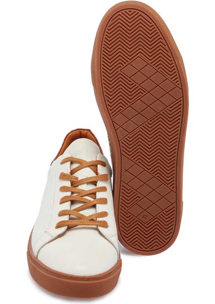 Beyaz Hakiki Deri Erkek Sneaker - E24I1AY56627-B69