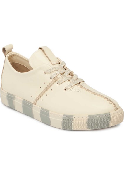 Ekru Hakiki Deri Kadın Sneaker - K24I1AY67197-R90