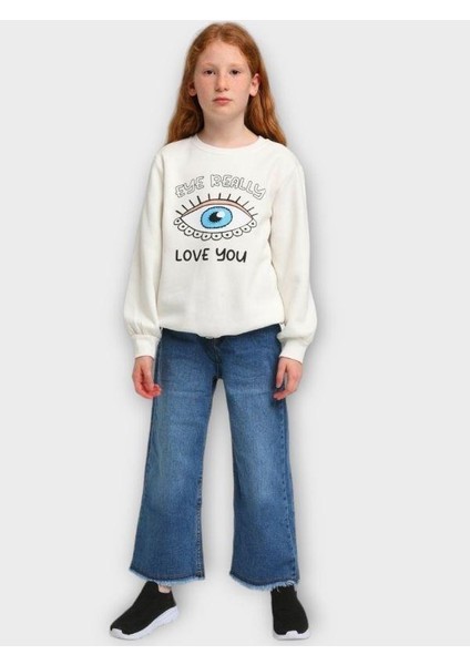 Kız Çocuk Kışlık Içi Şardonlu Eye Really Göz Baskılı Sweatshirt modelleri