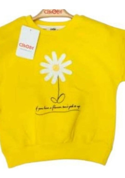 Kız Çocuk Papatya Nakışlı Sweatshirt modelleri