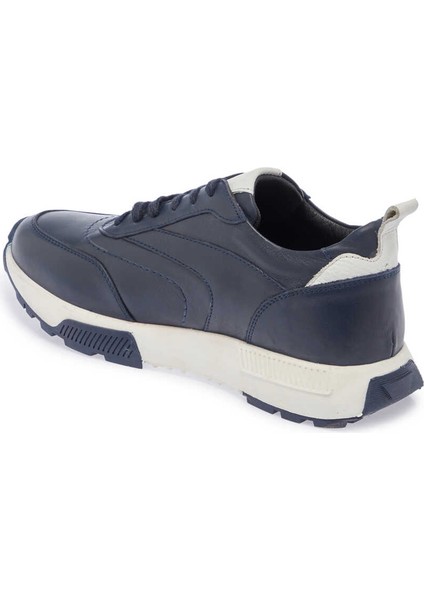 Lacivert Hakiki Deri Erkek Sneaker - E24I1AY56629-A31