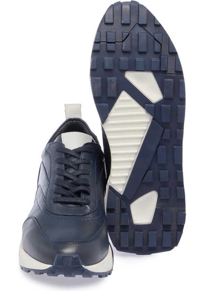 Lacivert Hakiki Deri Erkek Sneaker - E24I1AY56629-A31
