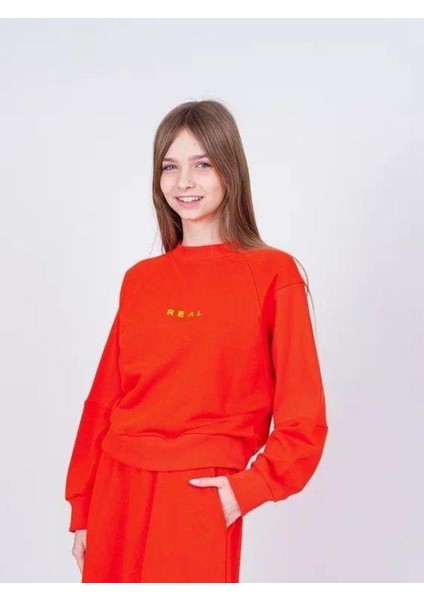 Kız Çocuk Real Yazılı Kısa Sweatshirt fırsatları