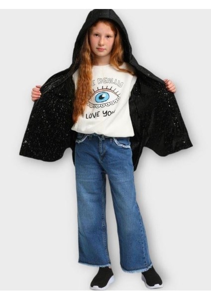 Kız Çocuk Kışlık Içi Şardonlu Eye Really Göz Baskılı Sweatshirt