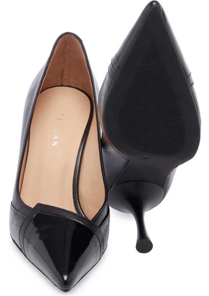 Siyah Hakiki Deri Kadın Stiletto - K24I1AY67182-A55 fırsatları