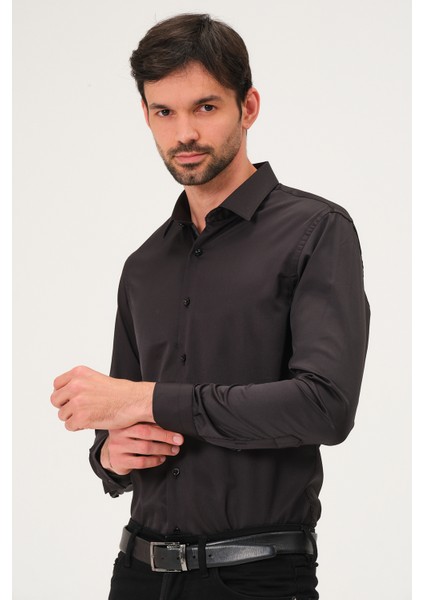 Erkek Klasik Slim Fit Saten Gömlek indirimleri