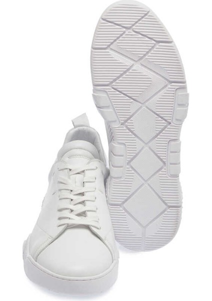 Beyaz Hakiki Deri Erkek Sneaker - E24I1AY56664-A26