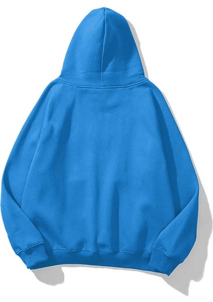 Kadın Turkuaz Baskısız Kanguru Cepli Kapüşonlu 3 Iplik Şardonlu Sweatshirt fiyatları