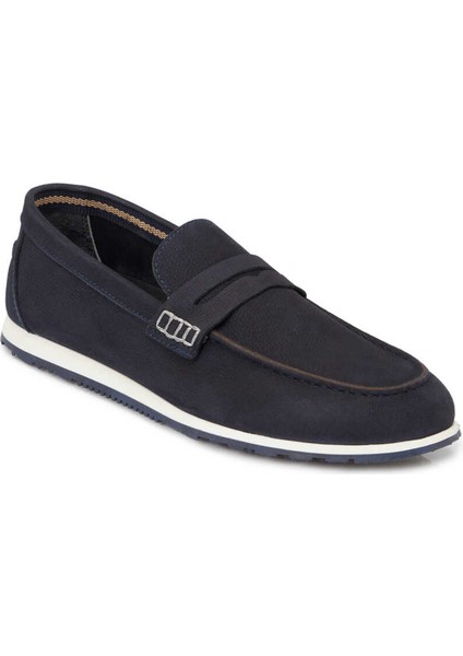 Lacivert Hakiki Nubuk Deri Erkek Loafer - E24I1AY56630-C39