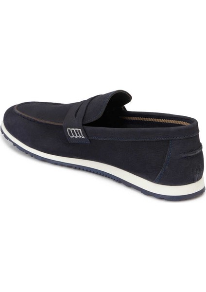 Lacivert Hakiki Nubuk Deri Erkek Loafer - E24I1AY56630-C39