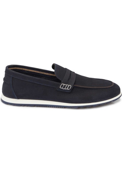 Lacivert Hakiki Nubuk Deri Erkek Loafer - E24I1AY56630-C39