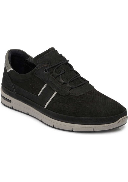 Siyah Hakiki Nubuk Deri Erkek Sneaker - E24I1AY56694-A64