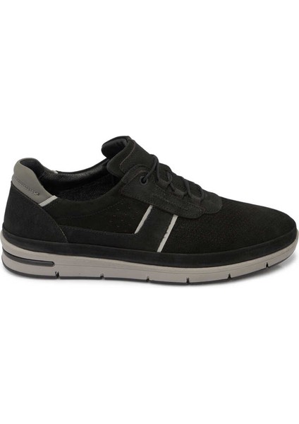 Siyah Hakiki Nubuk Deri Erkek Sneaker - E24I1AY56694-A64