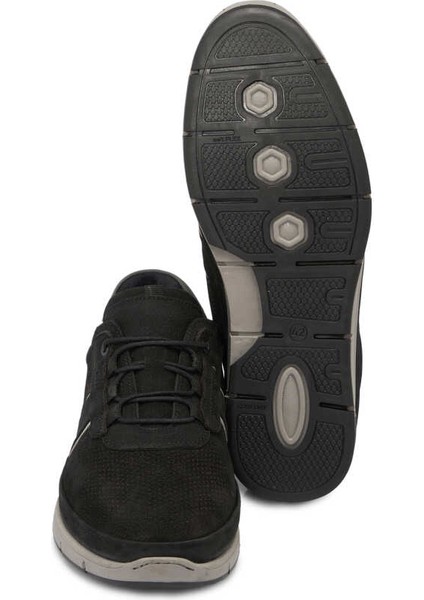 Siyah Hakiki Nubuk Deri Erkek Sneaker - E24I1AY56694-A64