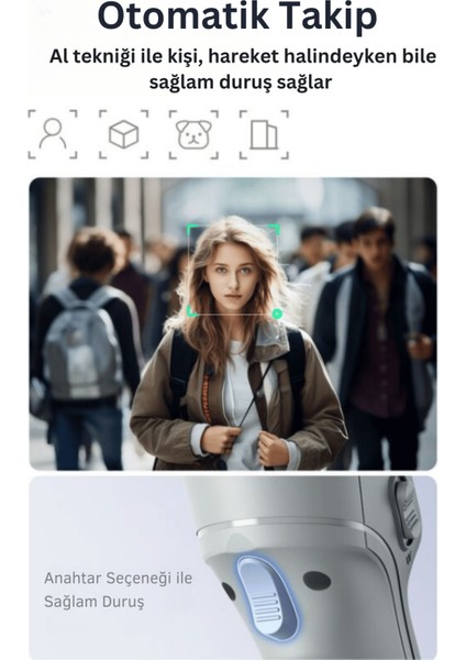 SFF18 360 Derece Otomatik Yüz Takipli Tripodlu Bt 5.0 Selfie Gimbal fırsatları